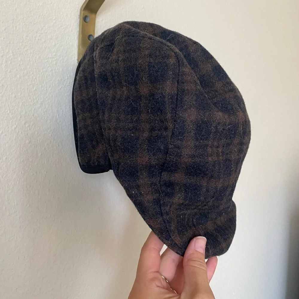 Stetson Men’s Wool Blend Plaid Newsboy Cap with Earflap Vintage Driving Hat